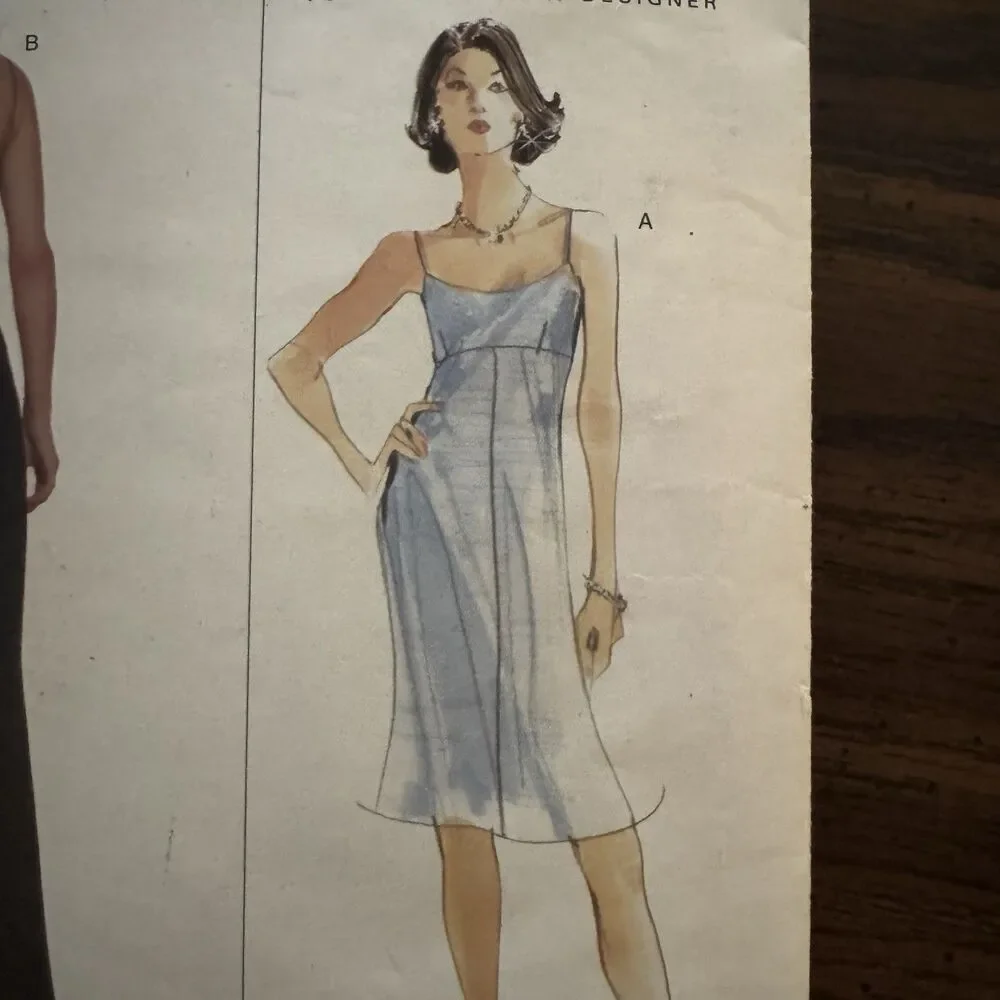 Vogue Vera Wang Dress Sewing Pattern 2257 8-10-12 Misses OOP Maxi Midi A Line
